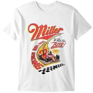 Miller High Life T-Shirt Vintage Racing Beer Retro Graphic Fan Casual 92
